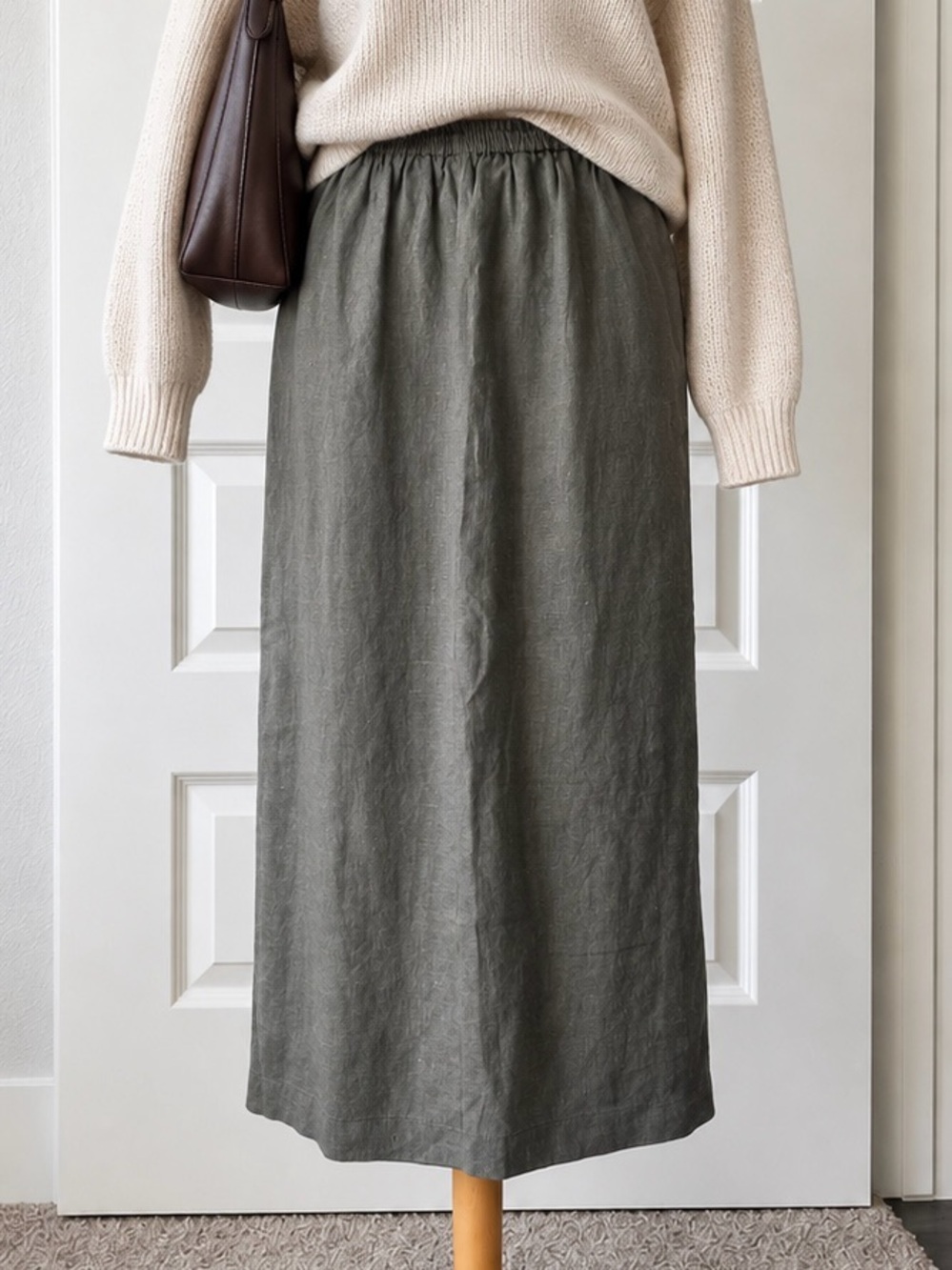 Vintage Harvé Benard 100% Linen Green Maxi Skirt Size Large